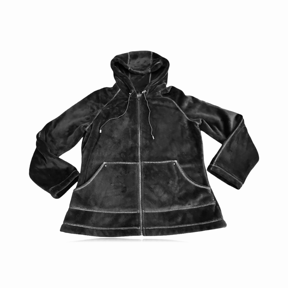 Kristen Blake Charcoal Teddy Jacket with Hood
